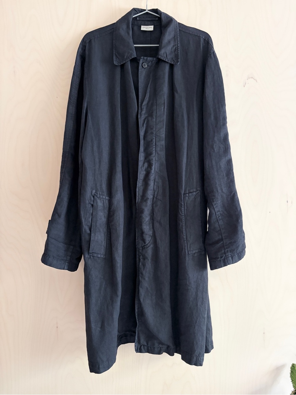 Dries Van Noten Linen Long Coat in Black Like New